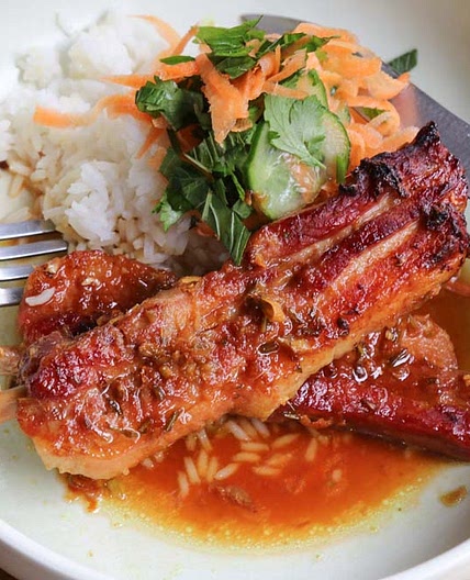 Sweet and Sour Pork Belly rashers baked in one pot