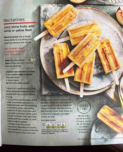 Nectarine ice lollies