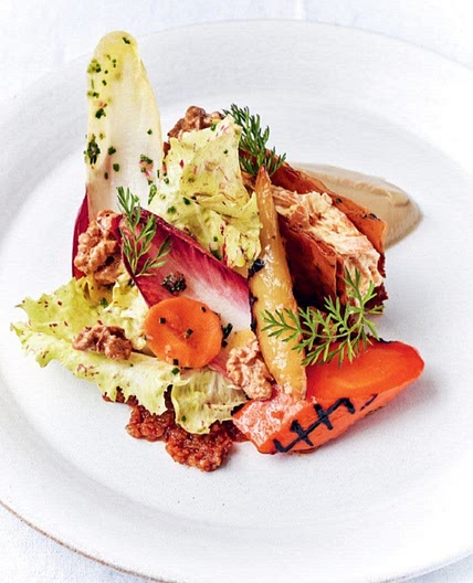 Carrot Borani, Cheese Shards & Muhammara