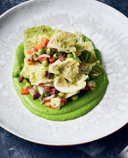 Warm Savoy Cabbage, Peas & Bacon