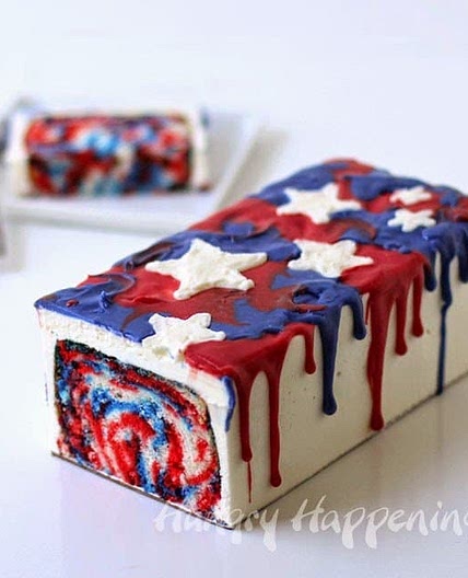 4th of July Dessert - Red, White and Blue Tie-Dye Cake