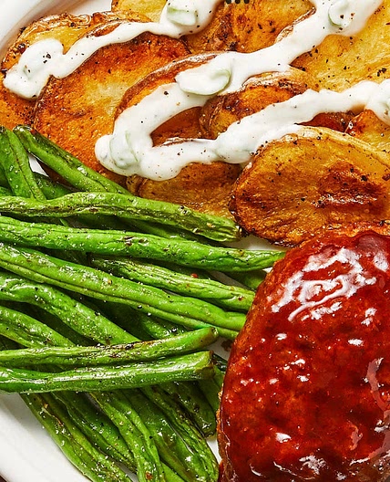 BBQ Meatloaves with Shingled Potatoes