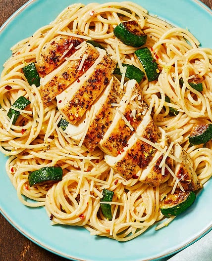 Italian Chicken over Lemony Spaghetti