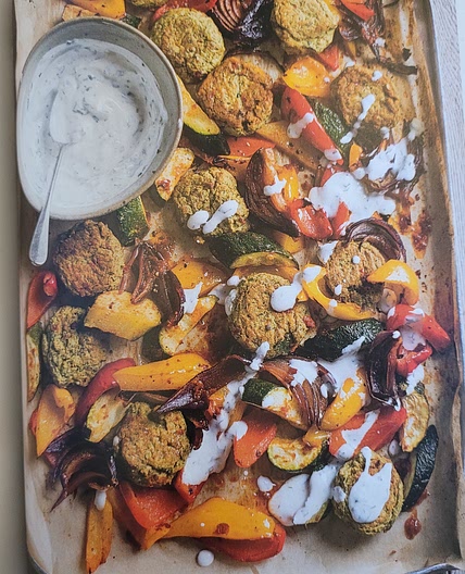 Falafel with harissa vegetables
