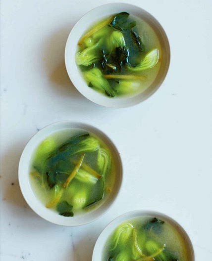 Bok choy broth with pickle