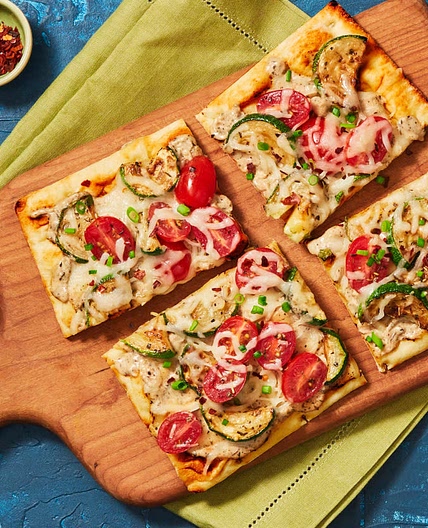 Roasted Garlic & Zucchini Flatbreads