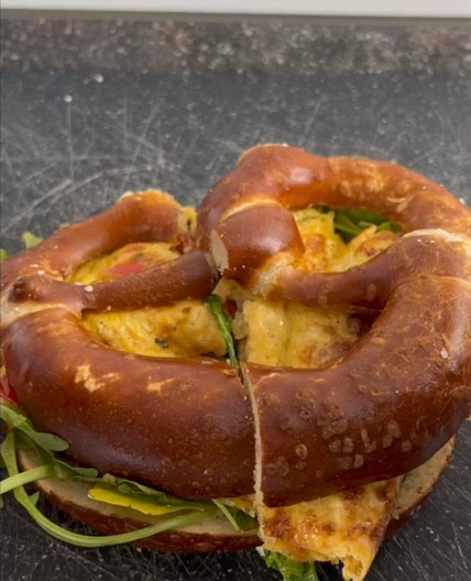 Pretzel omelet sandwich