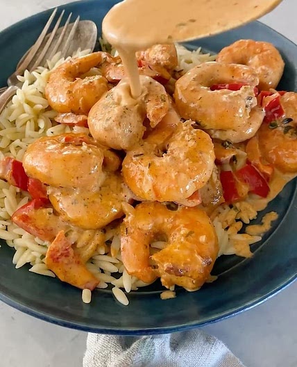 Spicy Cajun shrimp and orzo
