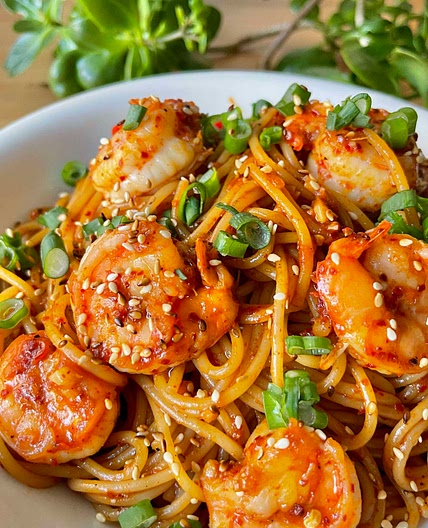 Spicy garlic shrimp pasta 