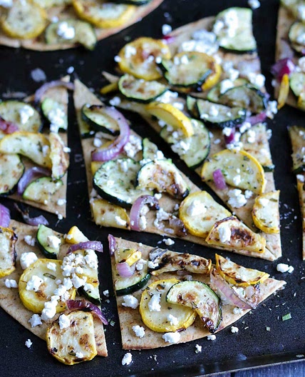 Grilled Zucchini Flatbread with Goat Cheese and Rosemary