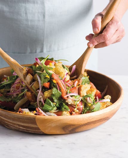Tomato, Arugula and Bread Salad with Fresh Corn and Mozzarella