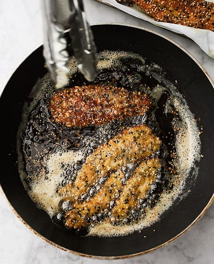 Seeded chicken schnitzel