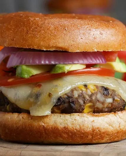 Cheesy Corn and Bean Burgers