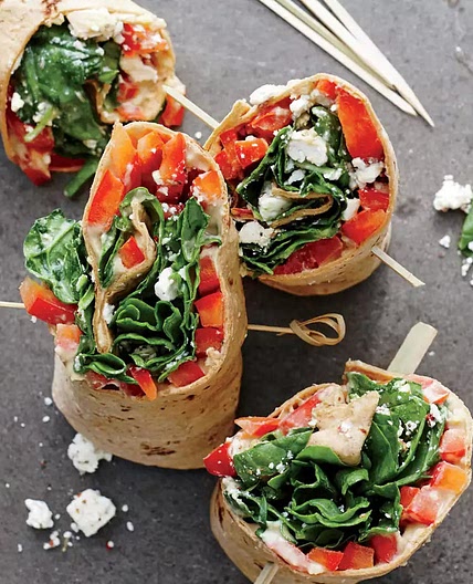 Spinach, Hummus, Bell Pepper Wraps