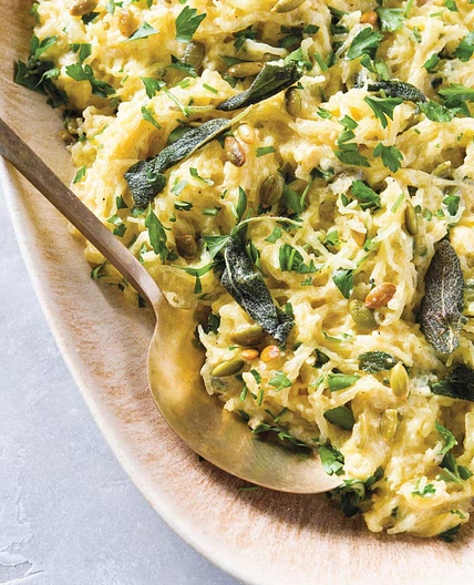 Spaghetti Squash with Lemon, Cream and Herbs
