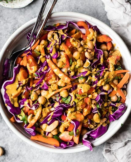 Chopped Thai Chickpea Salad with Curry Peanut Dressing