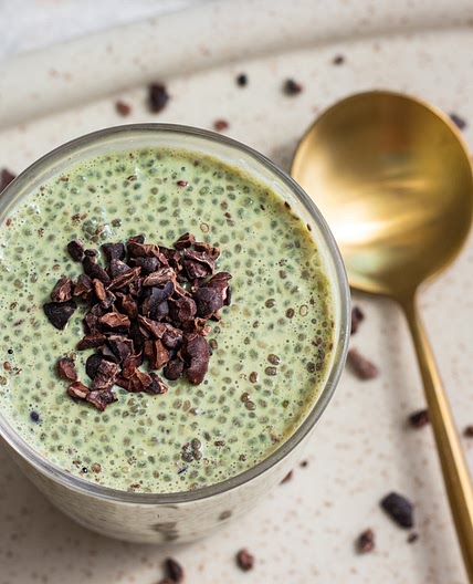 Mint Chocolate Chip Chia Pudding (vegan)