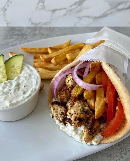 Greek Chicken Souvlaki Wrap