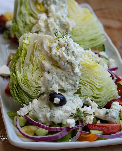 Greek Wedge Salad with Yogurt Dill Dressing