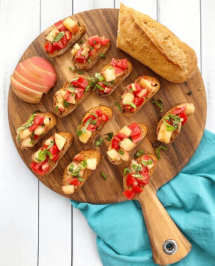 Peach and Tomato Bruschetta