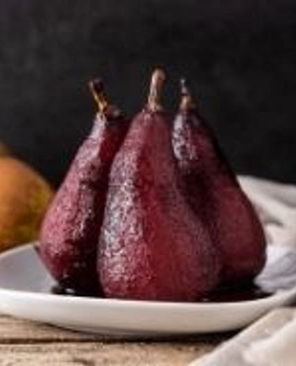 Poached pears in red wine