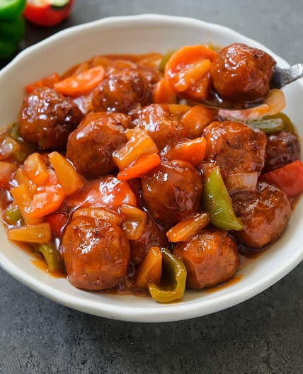 Vegan Sweet and Sour Meatballs (Filipino Bola-Bola)