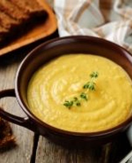 Bowls of bread with chickpea cream