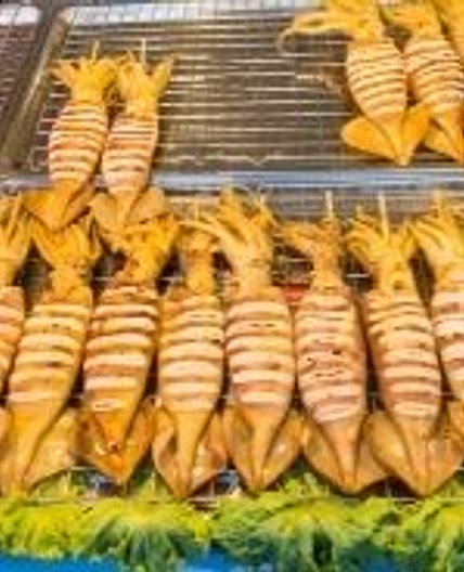 Grilled squid with salad