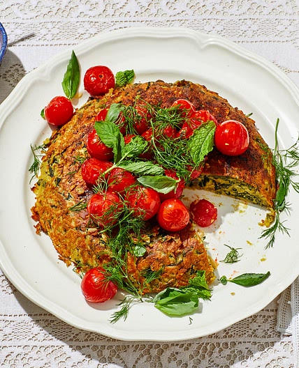 Swiss Chard Pakora Pancake with Burst Tomatoes