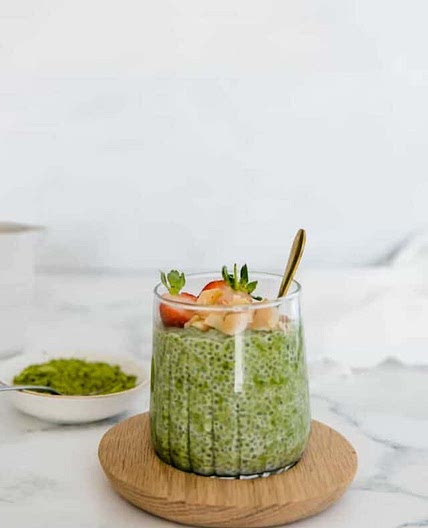 Strawberry Matcha Chia Seed Pudding