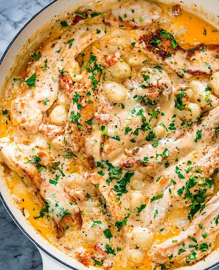 Creamy Sun Dried Tomato Chicken Gnocchi