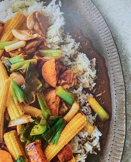 Sweet potato and chicken chop suey