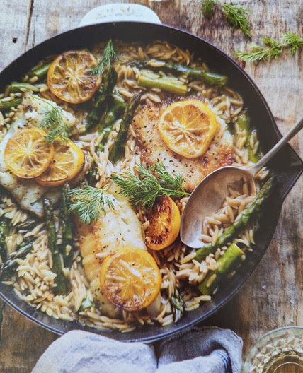 Lemon Butter Cod w/ Orzo and Asparagus