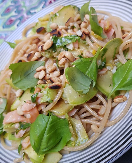 Zucchini & Salmon Spaghetti