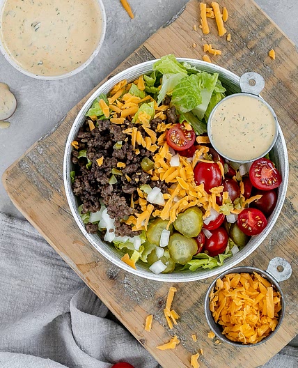 Healthy Cheeseburger Bowl (Big Mac in a Bowl)