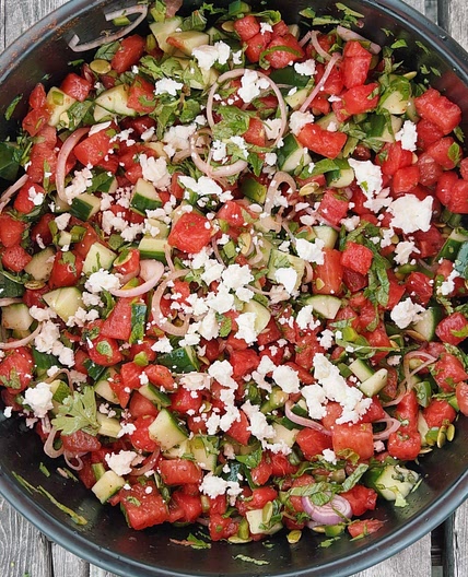 Chili Lime Watermelon + Feta Salad