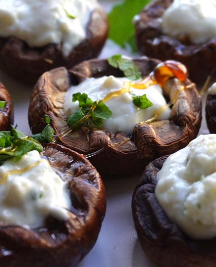 Whipped Feta Grilled Mushrooms