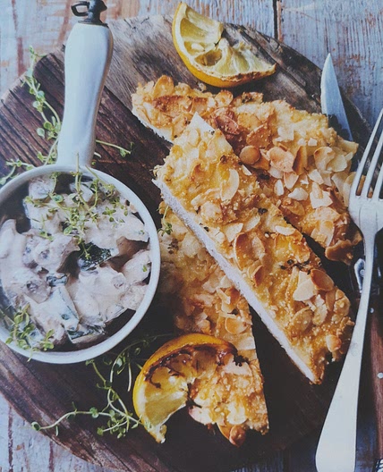 Kipschnitzel met tijm en groenteroomsaus