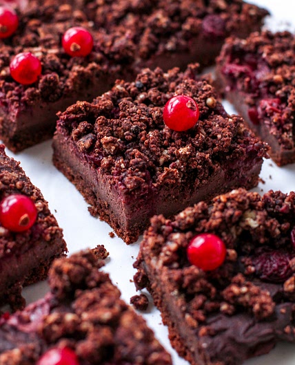 Chocolate Cheesecake Bars with Cherries