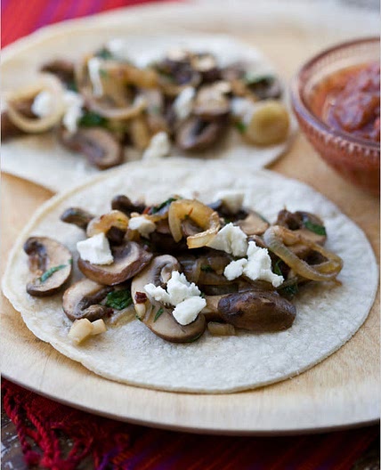 Soft Tacos With Mushrooms, Onion, and Chipotle Chile