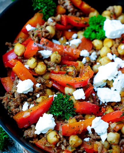 Kichererbsen-Hackfleisch-Pfanne