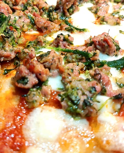 Pizza - Sausage and baby broccoli