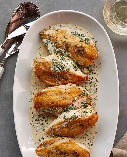 Pan-Roasted Chicken Breasts with White Wine Herb Sauce