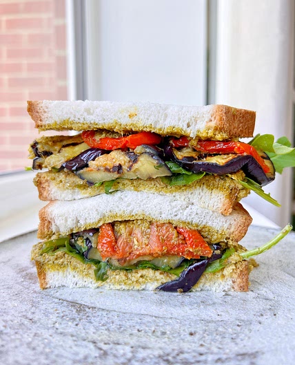 Grilled Aubergine & Pesto Sandwich