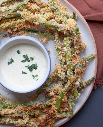 Air Fryer Asparagus Fries with Lemon Dijon Aioli