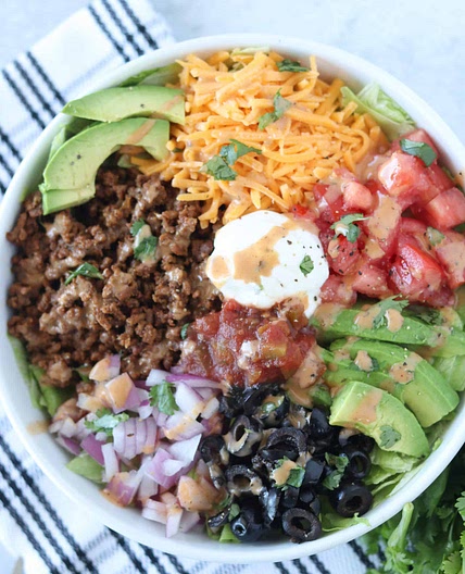 Easy Beef or Chicken Taco Salad (Keto, Low Carb, GF)