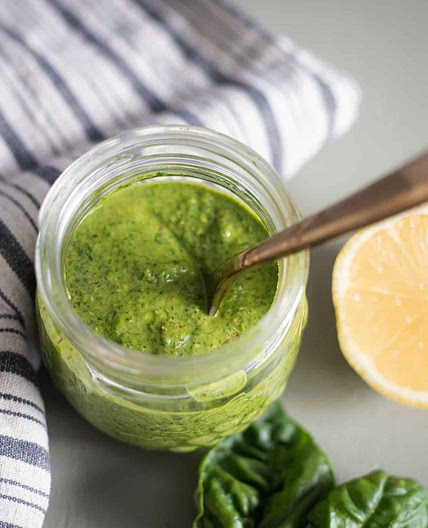 Almond Butter Vegan Spinach Pesto