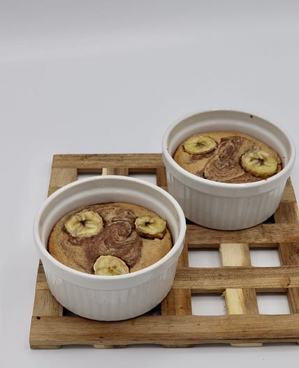 Banana bread baked oats with a swirl