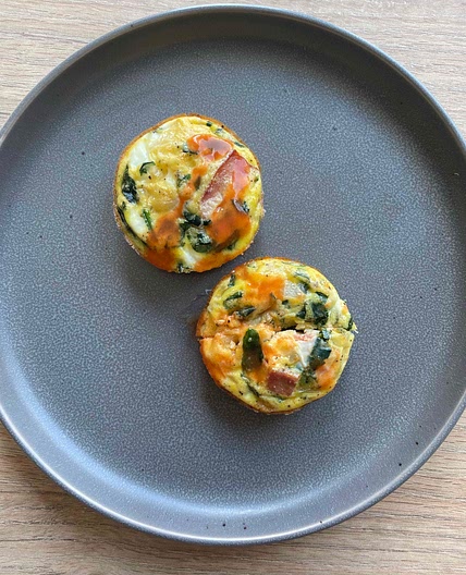 Turkey Bacon, Mozzarella and Spinach Egg Bites