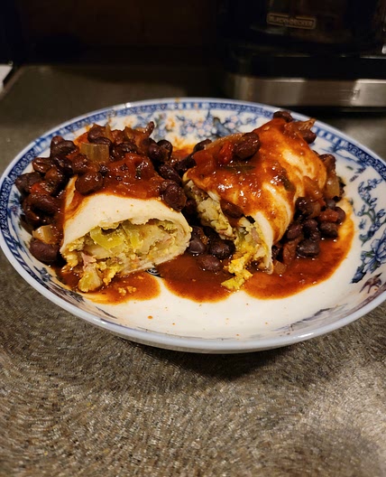 Vegetarian Green Chili Breakfast (or Dinner) Burritos